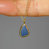 Blue Sea Glass Necklace - Gold Vermeil