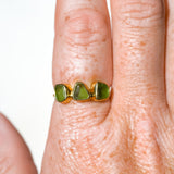 Green Sea Glass, Gold Vermeil - Size N 1/2