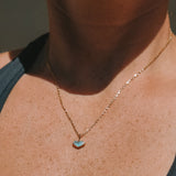 Blue Sea Glass Heart Necklace, Gold Vermeil