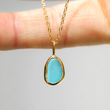 Blue Sea Glass Necklace - Gold Vermeil