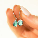 Green Sea Glass Hoops