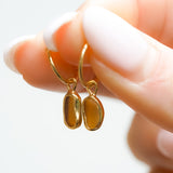 Amber Sea Glass Hoops - Gold Vermeil