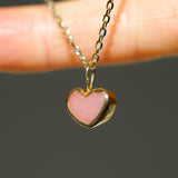 Pink Sea Glass Heart Necklace, Gold Vermeil