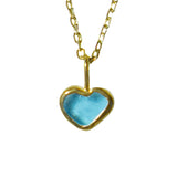 Blue Sea Glass Heart Necklace, Gold Vermeil