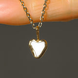White Sea Glass Heart Necklace, Gold Vermeil