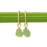 Green Sea Glass Hoops - Gold Vermeil