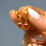 Sea Glass Heart Hoops, Gold Vermeil