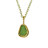 Green Sea Glass Necklace - Gold Vermeil
