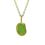 Green Sea Glass Necklace - Gold Vermeil