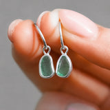 Green Sea Glass Hoops