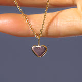 Pink/Purple Sea Glass Heart Necklace, Gold Vermeil