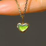 Green Sea Glass Heart Necklace, Gold Vermeil
