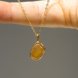 Yellow/Orange Sea Glass Necklace - Gold Vermeil