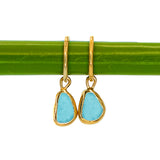 Blue Sea Glass Hoops - Gold Vermeil