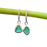 Green Sea Glass Hoops