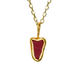 Red Sea Glass Heart Necklace, Gold Vermeil