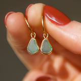 Green Sea Glass Hoops - Gold Vermeil