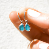 Blue Sea Glass Hoops