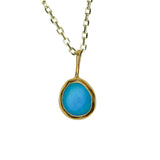 Blue Sea Glass Necklace - Gold Vermeil