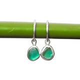 Green Sea Glass Hoops