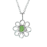 Green Sea Glass Flower Necklace