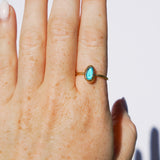 Blue Sea Glass, Gold Vermeil - Size Q