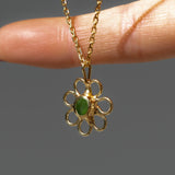 Green Sea Glass Flower Necklace -  Gold Vermeil