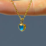 Blue Sea Glass Heart Necklace, Gold Vermeil