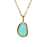 Blue Sea Glass Necklace - Gold Vermeil