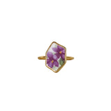 Purple Flower Ring, Gold Vermeil - Size Q