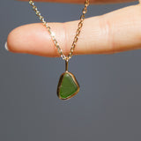 Green Sea Glass Necklace - Gold Vermeil