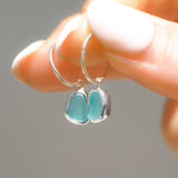Blue Sea Glass Hoops