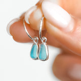 Blue Sea Glass Hoops
