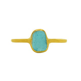 Blue Sea Glass, Gold Vermeil - Size Q
