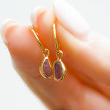 Pink Sea Glass Hoops - Gold Vermeil