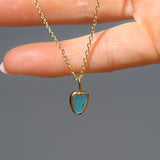 Blue Sea Glass Heart Necklace, Gold Vermeil
