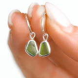 Green Sea Glass Hoops