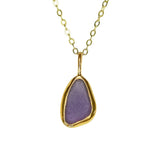 Purple Sea Glass Necklace - Gold Vermeil