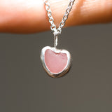 Pink Sea Glass Heart Necklace