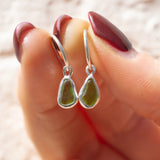 Green Sea Glass Hoops