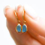 Blue Sea Glass Hoops - Gold Vermeil