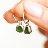 Green Sea Glass Hoops