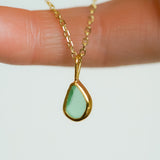 Green Sea Glass Necklace - Gold Vermeil