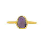 Purple Sea Glass, Gold Vermeil - Size R