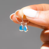 Blue Sea Glass Hoops