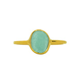 Green Sea Glass, Gold Vermeil - Size Q