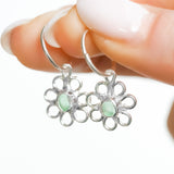 Green Sea Glass Flower Hoops
