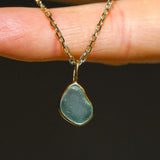 Green Sea Glass Necklace - Gold Vermeil