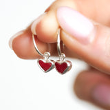 Red Sea Glass Heart Hoops