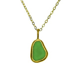 Green Sea Glass Necklace - Gold Vermeil